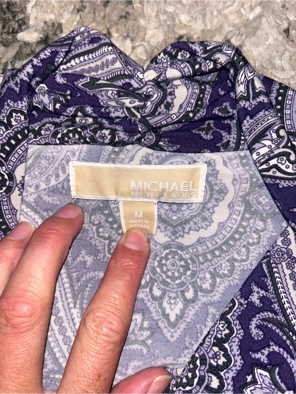 MICHAEL Michael Kors Purple Paisley Cowl-Neck Cap-Sleeve Top - Picture 2 of 4